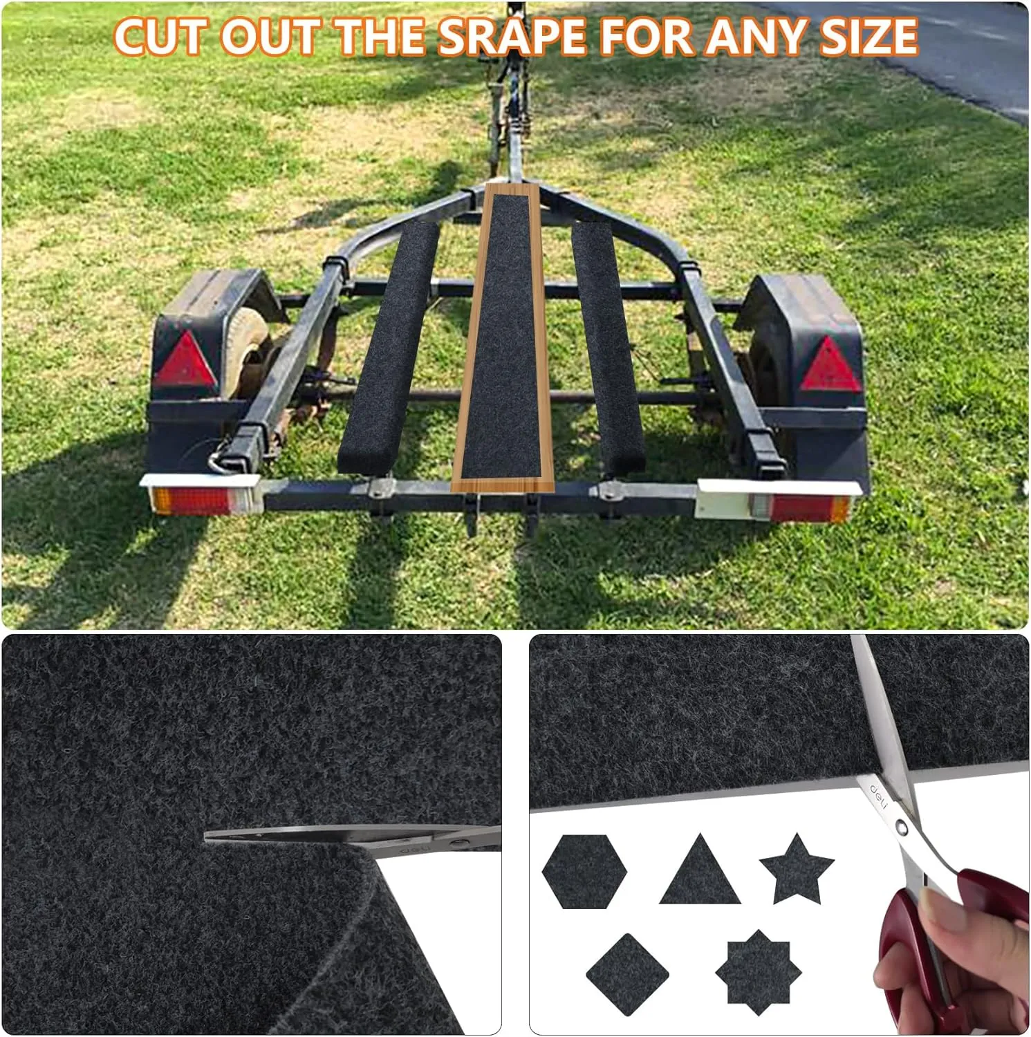 13Ftx 24In Boat Trailer Bunk Carpet,Bunk Carpets for Boat Trailers,Marine Boat Trailer Carpets,8mm Thickness Trailer Carpet,Jet Ski Bunks, Boat Trailer Bunks(Black)