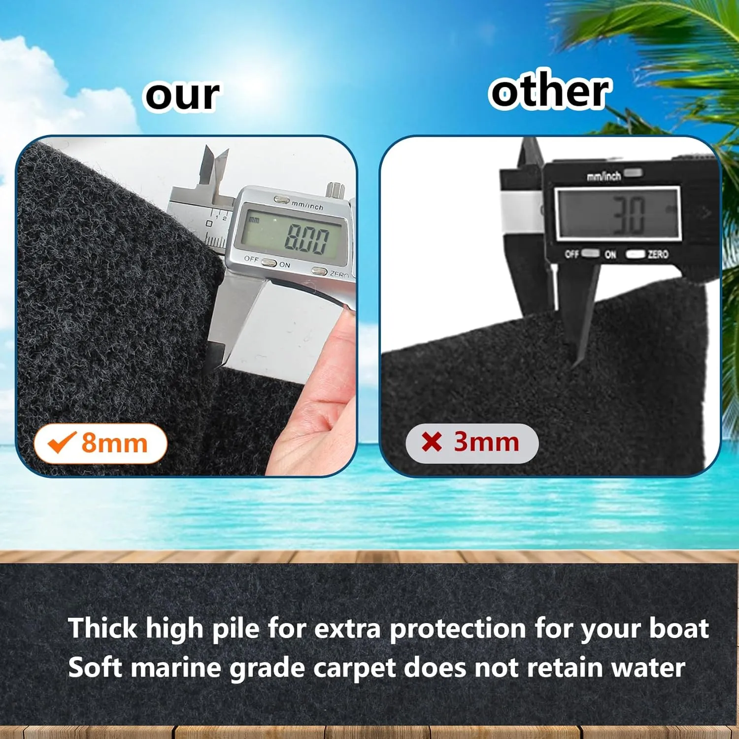 13Ftx 24In Boat Trailer Bunk Carpet,Bunk Carpets for Boat Trailers,Marine Boat Trailer Carpets,8mm Thickness Trailer Carpet,Jet Ski Bunks, Boat Trailer Bunks(Black)
