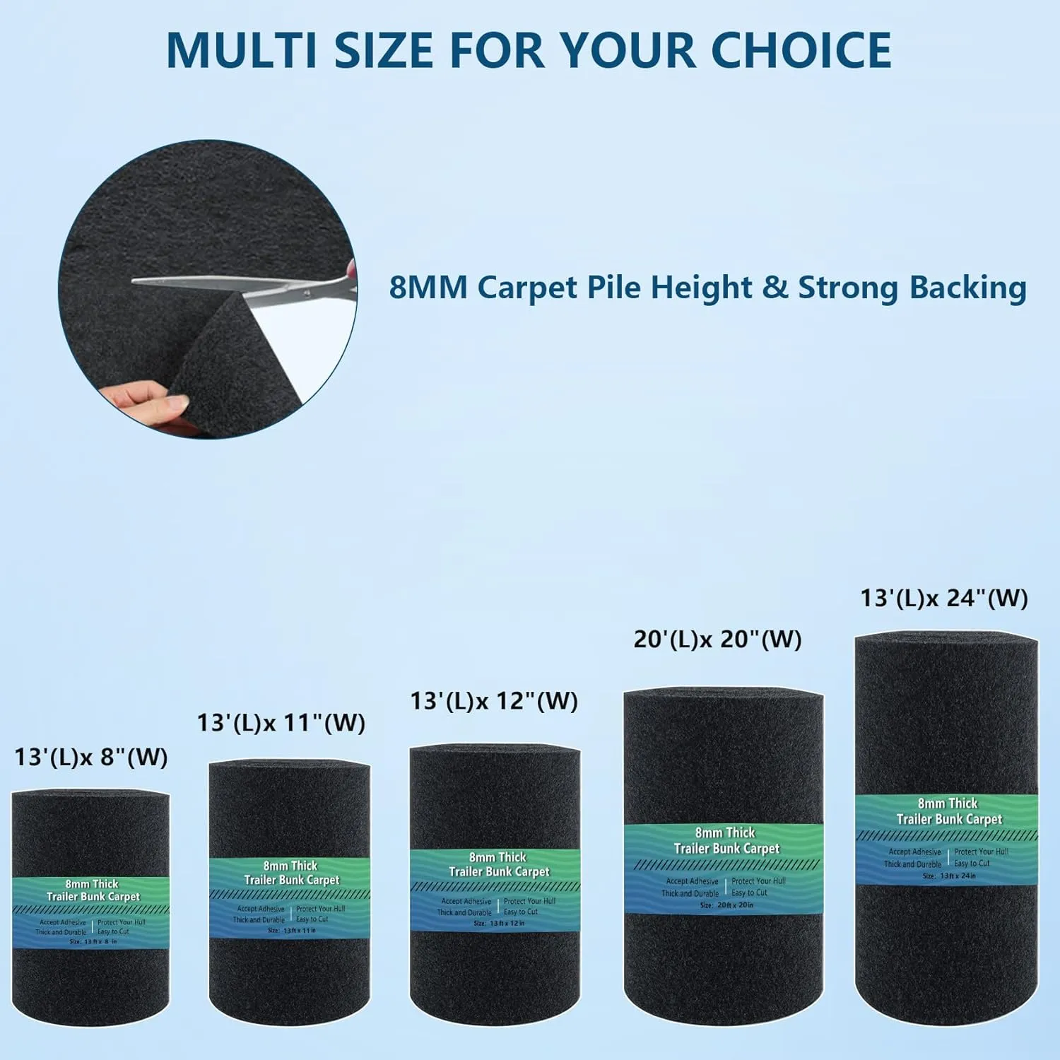 13Ftx 24In Boat Trailer Bunk Carpet,Bunk Carpets for Boat Trailers,Marine Boat Trailer Carpets,8mm Thickness Trailer Carpet,Jet Ski Bunks, Boat Trailer Bunks(Black)