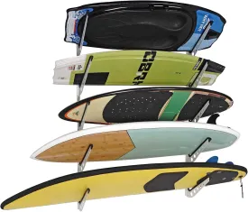 5 Board Surfboard Rack, Adjustable Surf Rack for Surfboard, Wakeboard, Snowboard Storage,Surfboard Wall Mount Display