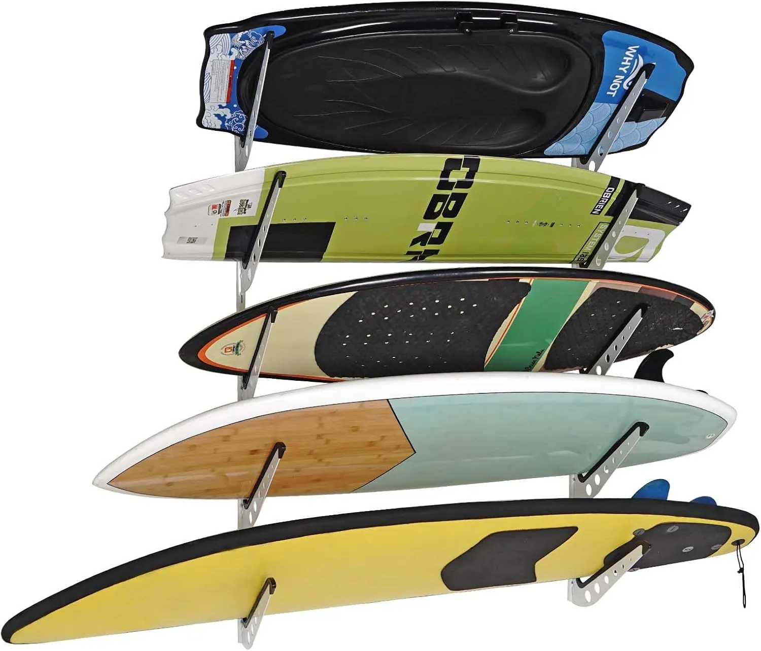5 Board Surfboard Rack, Adjustable Surf Rack for Surfboard, Wakeboard, Snowboard Storage,Surfboard Wall Mount Display