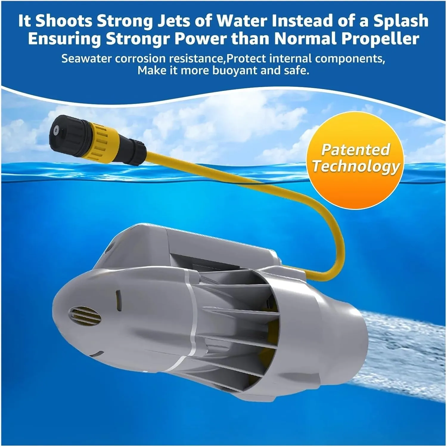 9KM/H Electric Fin with 18 Lbs Thrust Underwater Thruster for Fishing Belly Boat, Paddle Board and Kayaks, SUP Propeller Brushless Motor for Inflatable,Paddle Boards,Fishing Boats