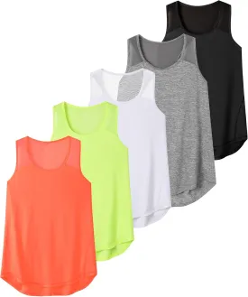 Aeuui 5 Pack Womens Workout Tops Mesh Racerback Tank Tops Sleeveless Athletic Gym Yoga Shirts