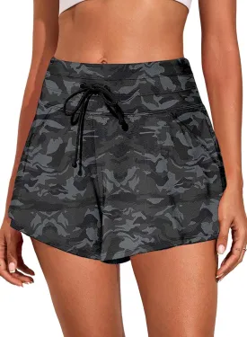 Aleumdr Women's 3" Swim Board Shorts Tummy Control Swim Bottom High Waisted Quick Dry Tankini Bottom with Pockets
