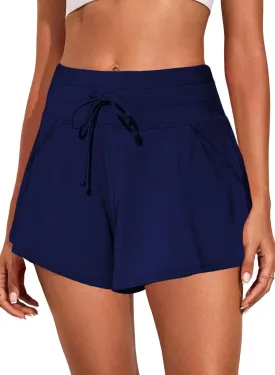 Aleumdr Women's 3" Swim Board Shorts Tummy Control Swim Bottom High Waisted Quick Dry Tankini Bottom with Pockets