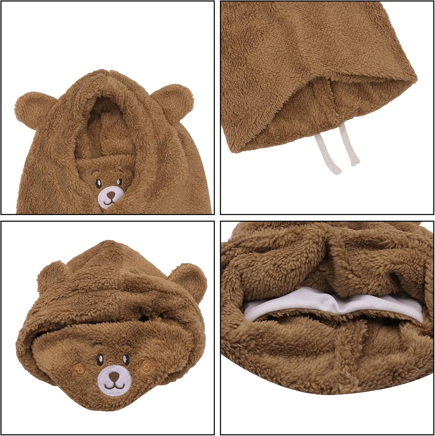 ANKOMINA Winter Cute Bear Ear Warm Hat Women Plush Earflap Beanie Hat Kids Girls Windproof Skull Cap