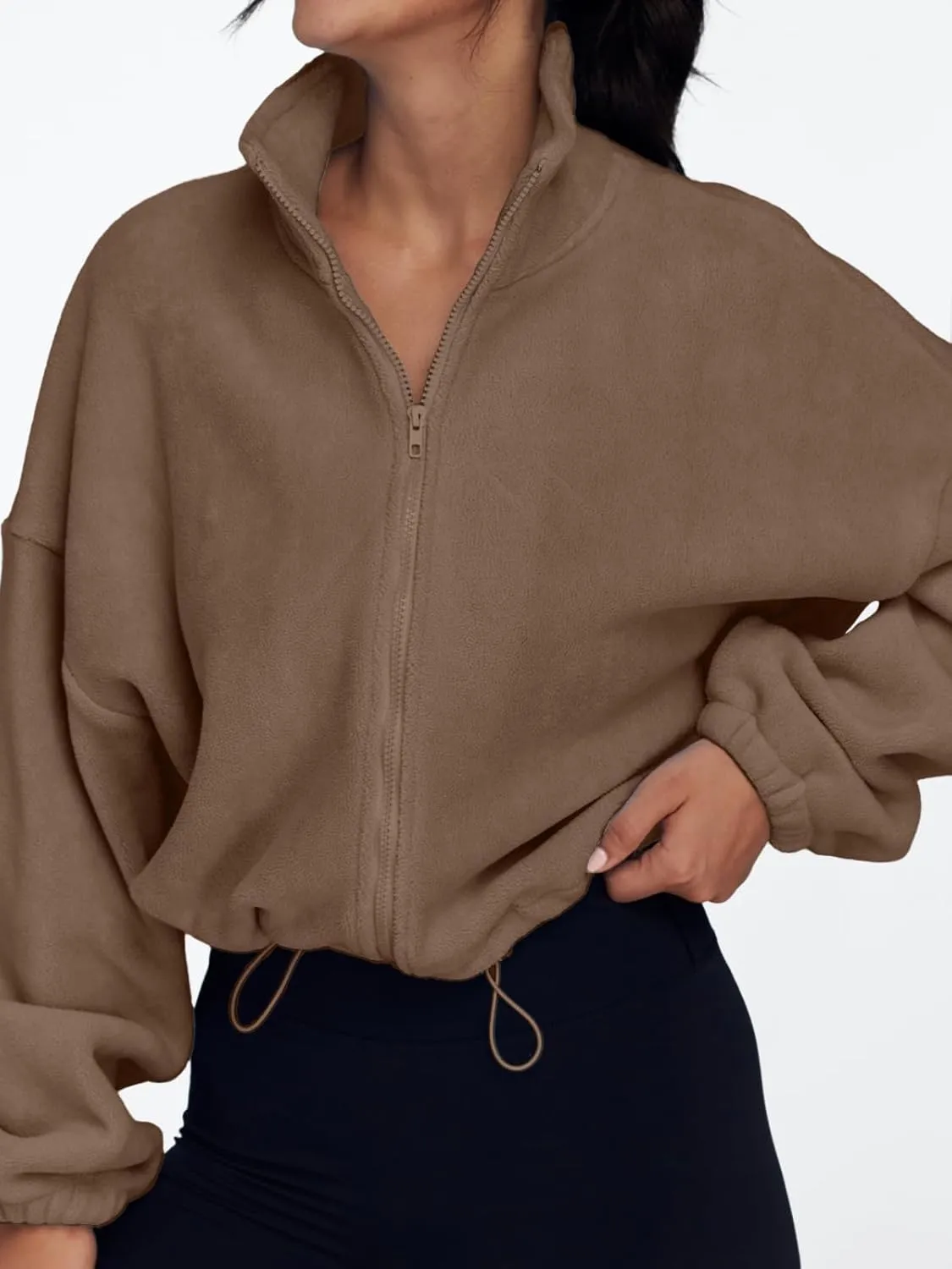 AUTOMET Womens Fleece Jackets Zip Up Oversized Sweatshirts Winter Clothes Long Sleeve Crop Sherpa Fall Outfits Fashion