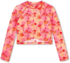 BesserBay Girls UPF 50  Long Sleeve Mock Neck Crossover Hem Swim Crop Top 4-12 Years