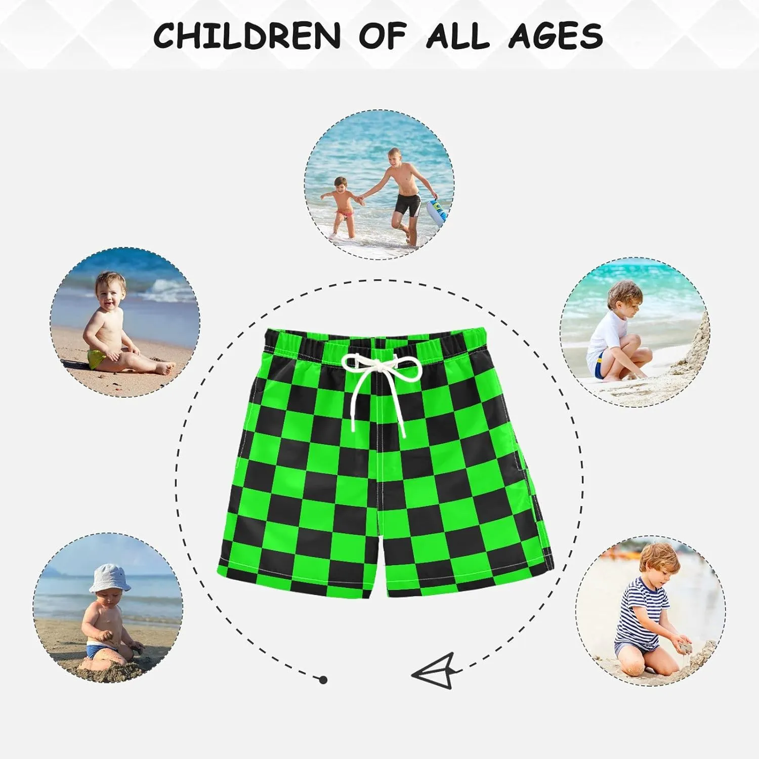 Buffalo Check Plaid Boys Swim Trunks Checkerboard Toddler Beach Board Shorts Summer Bathing Suit 2T
