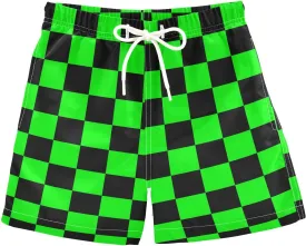Buffalo Check Plaid Boys Swim Trunks Checkerboard Toddler Beach Board Shorts Summer Bathing Suit 2T