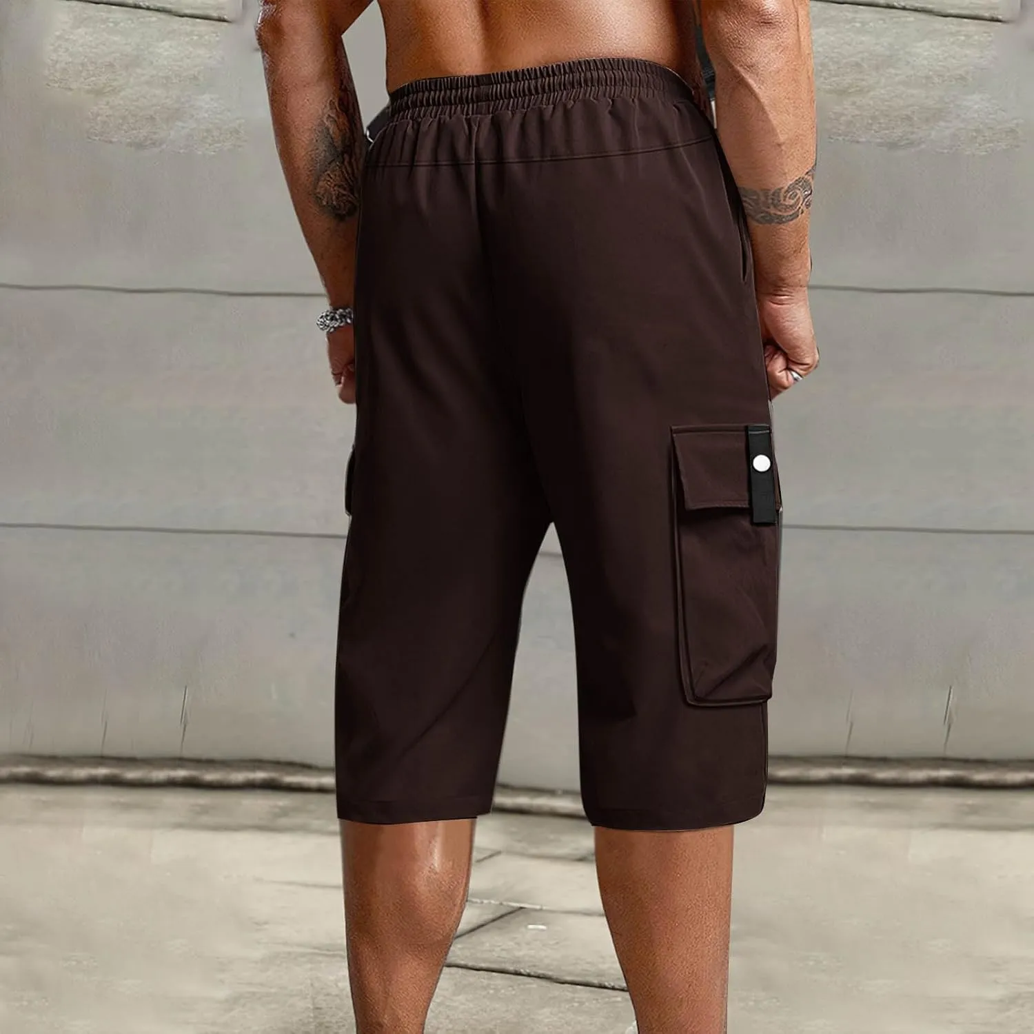 Cargo Shorts for Men Below Knee Lightweight Waterproof Long Shorts Quick Dry Work Bermuda Short Pants Multi Pockets
