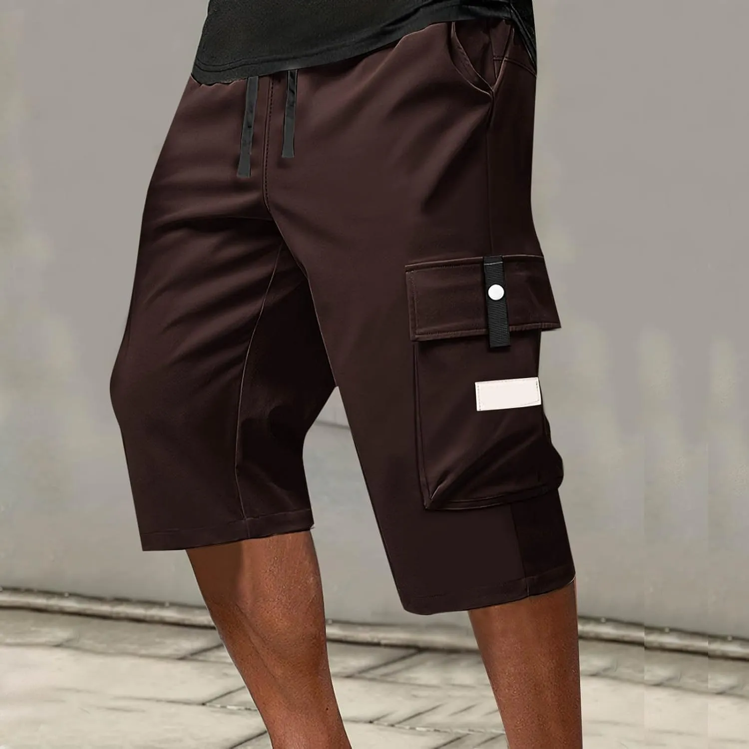 Cargo Shorts for Men Below Knee Lightweight Waterproof Long Shorts Quick Dry Work Bermuda Short Pants Multi Pockets