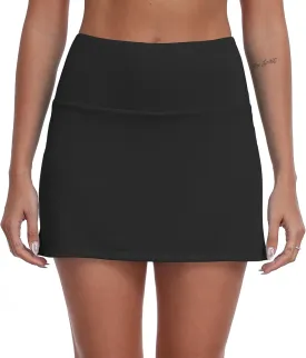 DAYOUNG Women's High Waisted Swim Skirt Tummy Control Board Shorts with Pocket Beach Bottoms with Liner