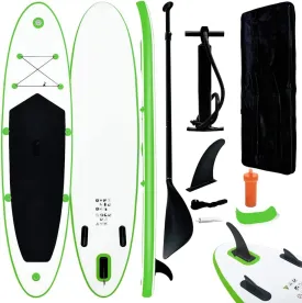 Enhance Paddle Experience with Inflatable Stand Up Paddleboard Set, Easy to Inflate and Transport, Green and White