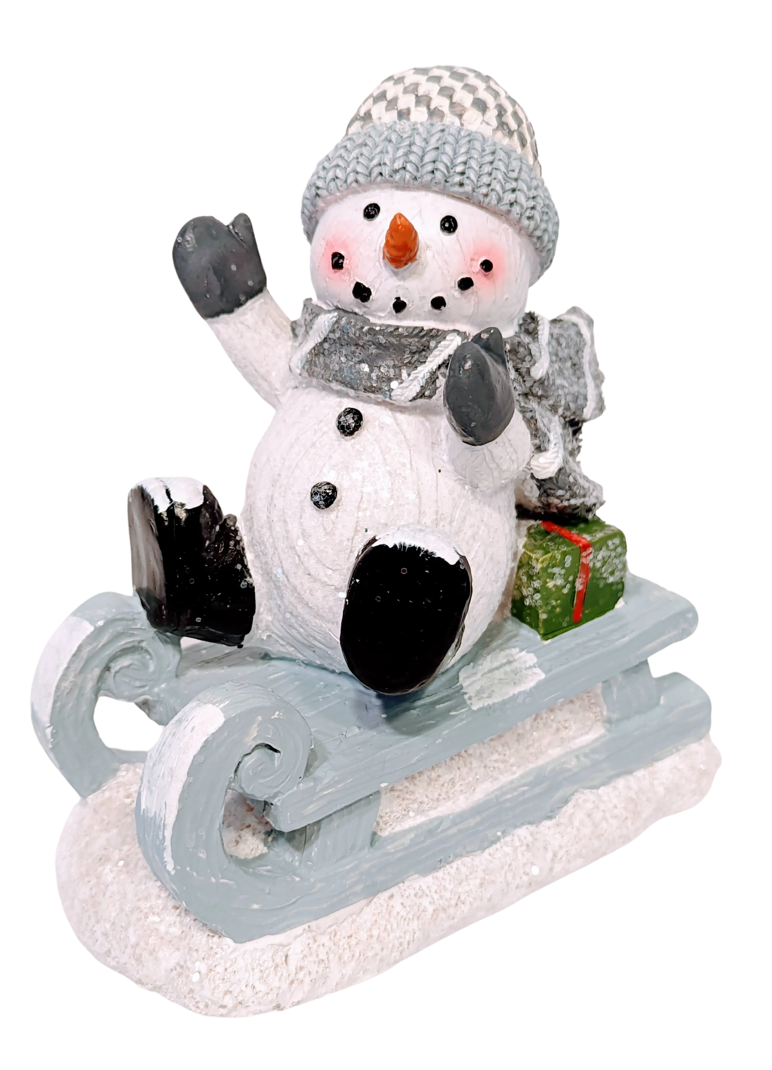 Grey Sledding Snowman with Presents & Tree or Snowman with Presents