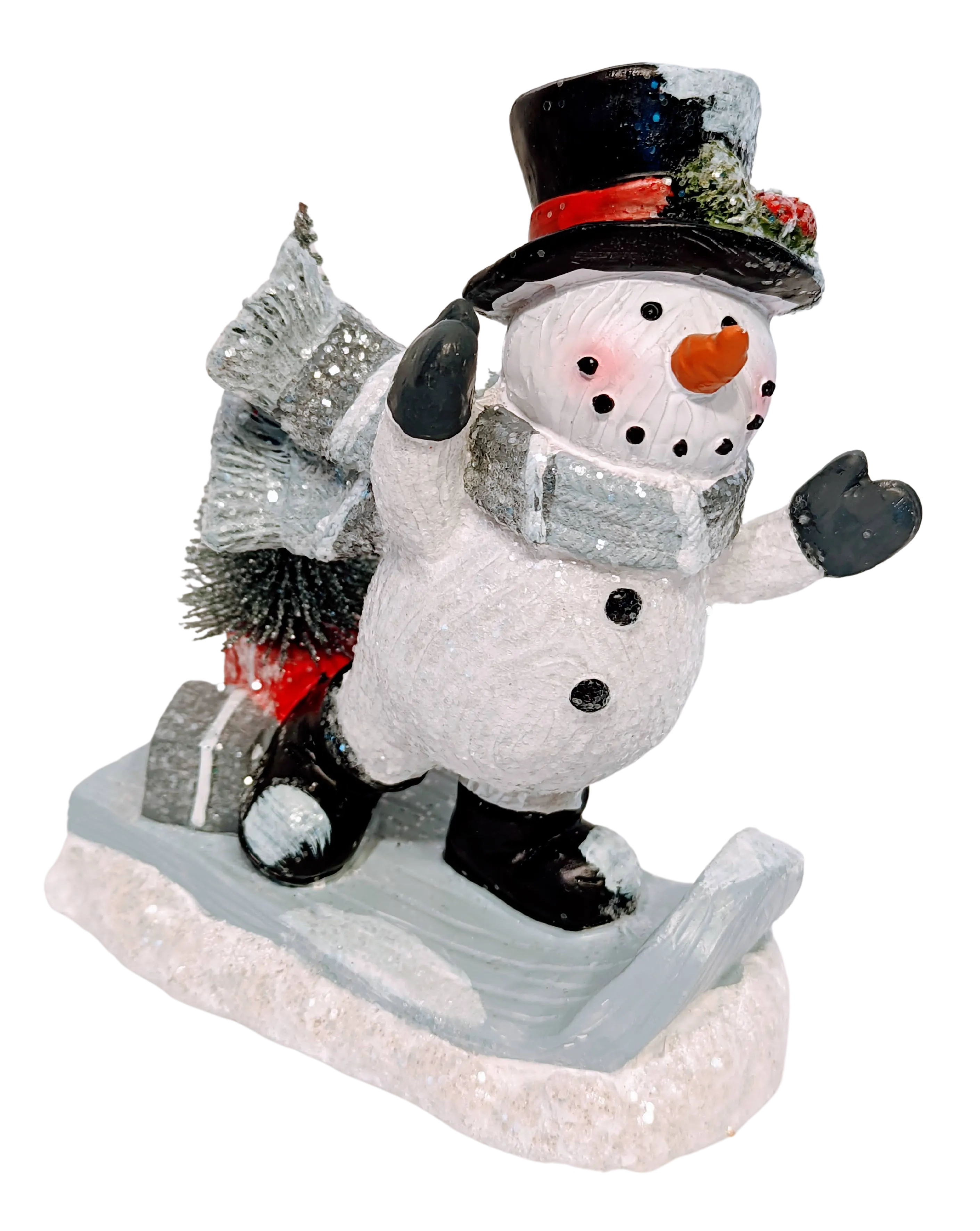 Grey Sledding Snowman with Presents & Tree or Snowman with Presents