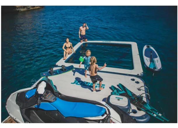 Jobe Infinity Island Inflatable Dock with Pump - 4m x 2m - 2024 Model - Available Late June