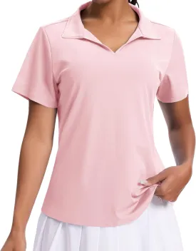 JoyGirl Womens Golf Shirts Polo Shirts Collared V-Neck Short Sleeve Tennis Shirt UPF 50  Quick Dry Moisture Wicking Golf Tops