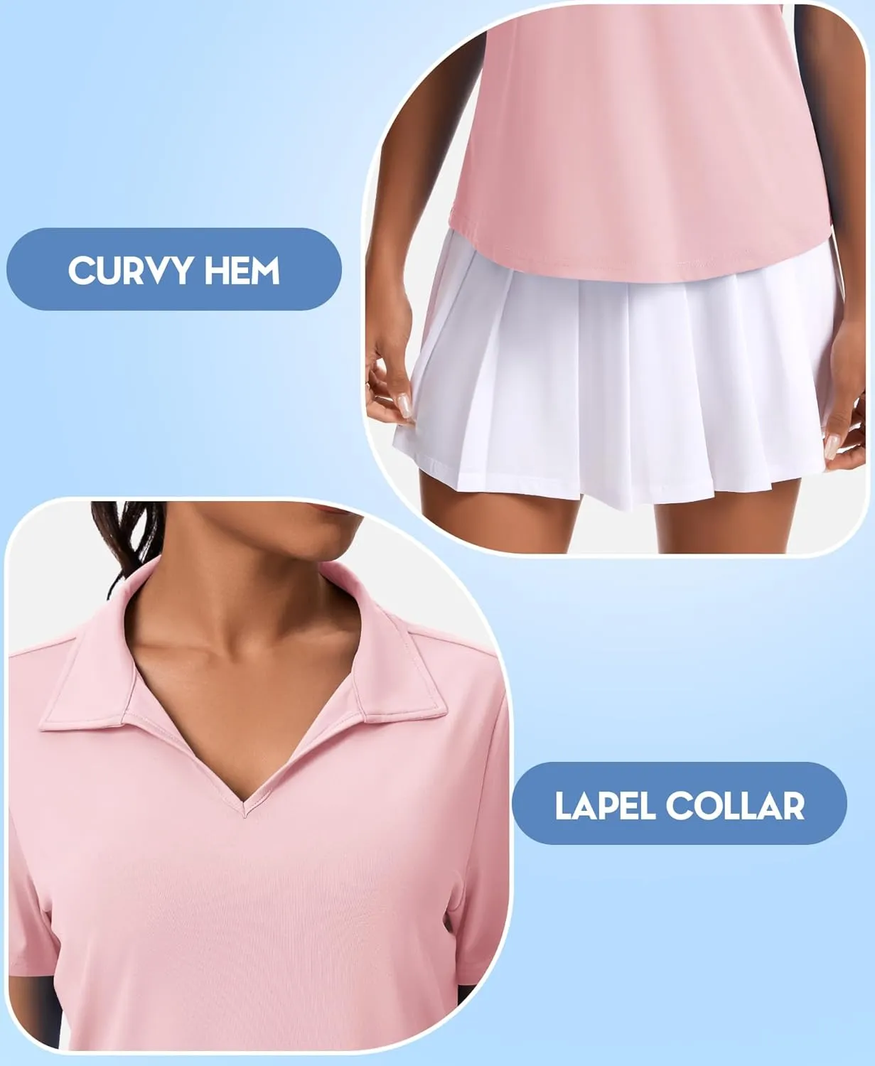 JoyGirl Womens Golf Shirts Polo Shirts Collared V-Neck Short Sleeve Tennis Shirt UPF 50  Quick Dry Moisture Wicking Golf Tops