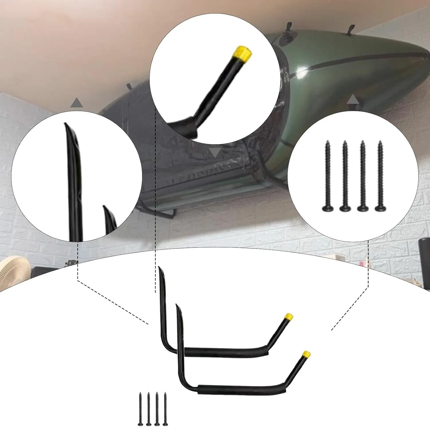 Kayak Storage Rack Hanger Multipurpose Bracket Garage Indoor Kayak Storage Hook for Canoe Bike Indoor