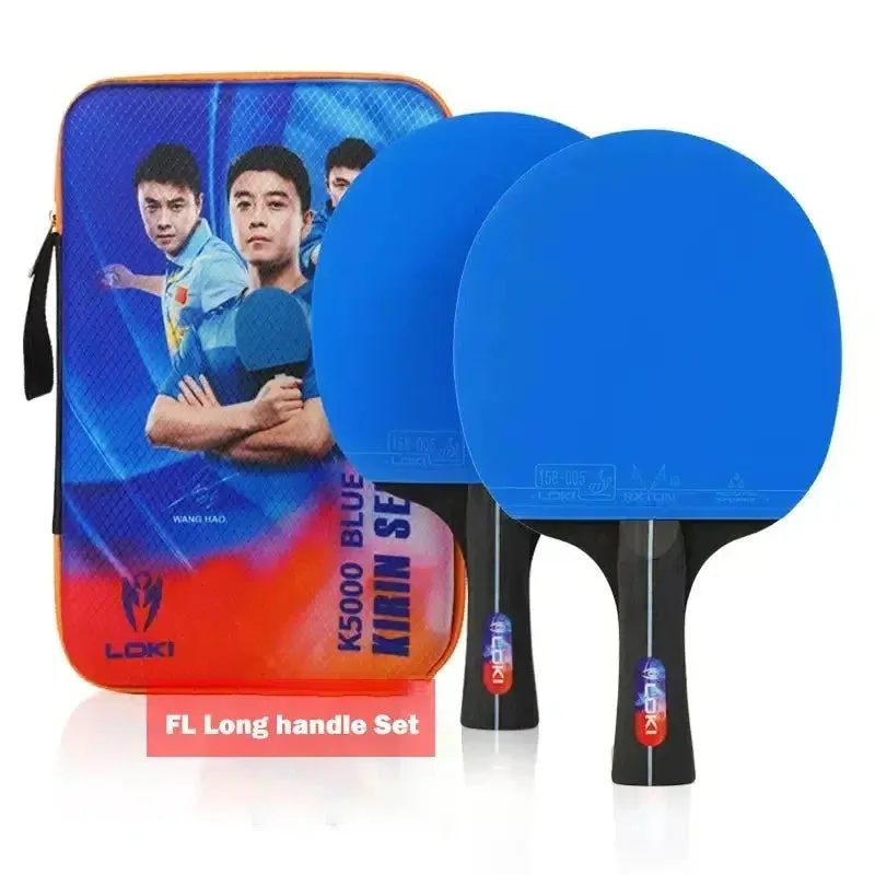LOKI K5000 Table Tennis Bats x 2 with Blue Rubber