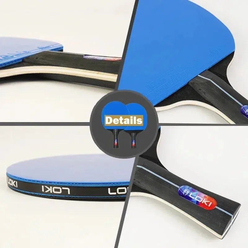 LOKI K5000 Table Tennis Bats x 2 with Blue Rubber