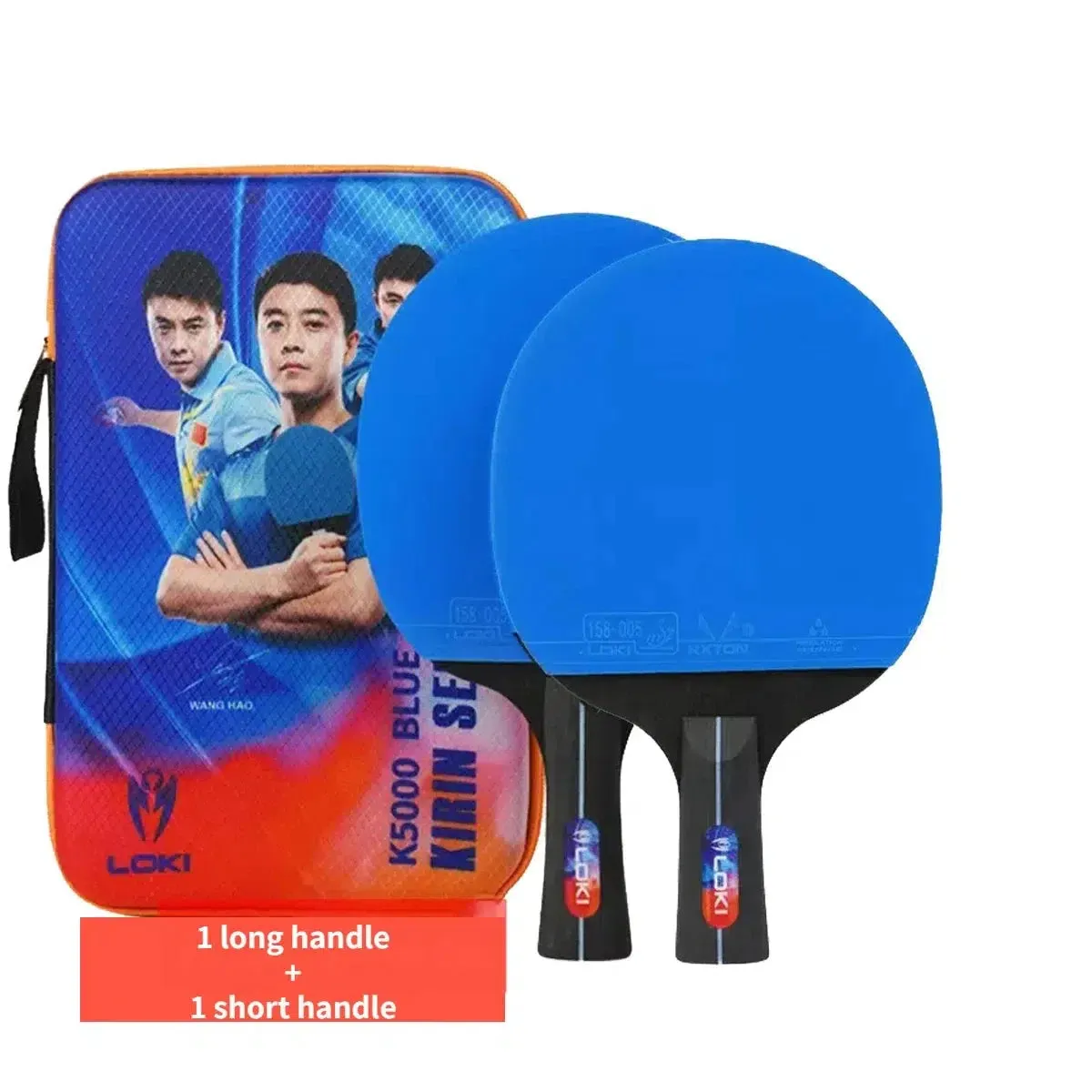 LOKI K5000 Table Tennis Bats x 2 with Blue Rubber