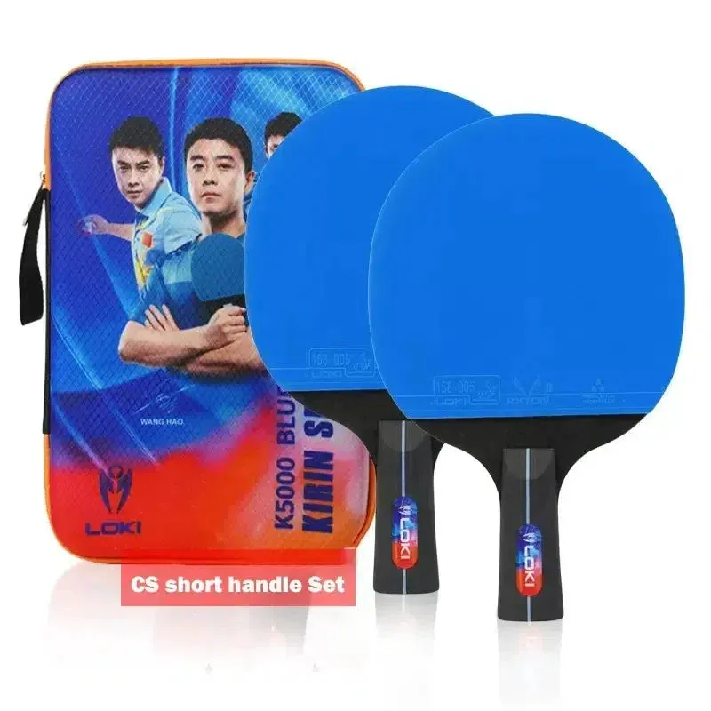 LOKI K5000 Table Tennis Bats x 2 with Blue Rubber