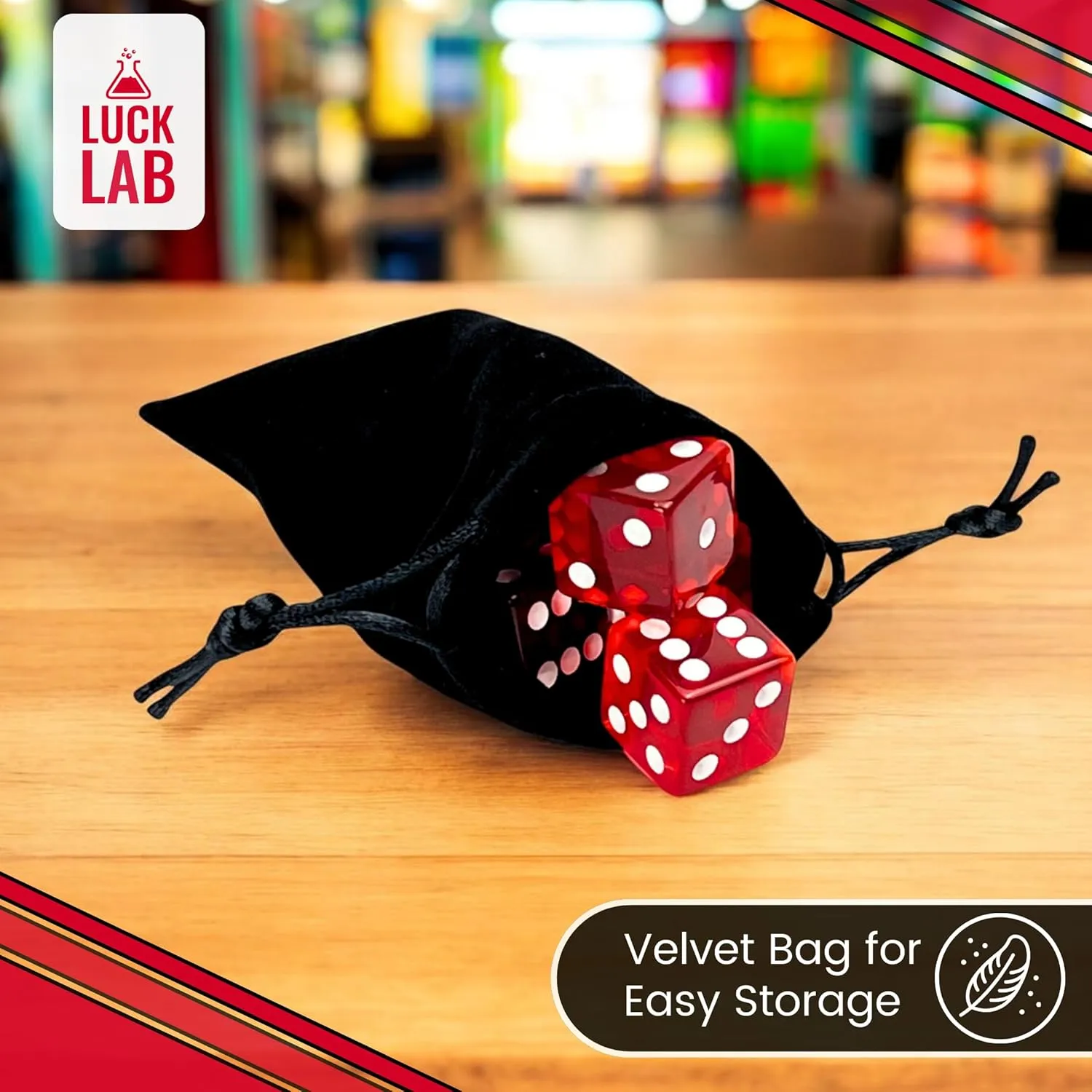 Luck Lab 10 Piece 19 mm Dice Pack - Acrylic and Translucent D6 Dice, Square w/Rounded Edge for Casino, Craps, RPG MTG DND Dice Table Games and Board Games (Red)