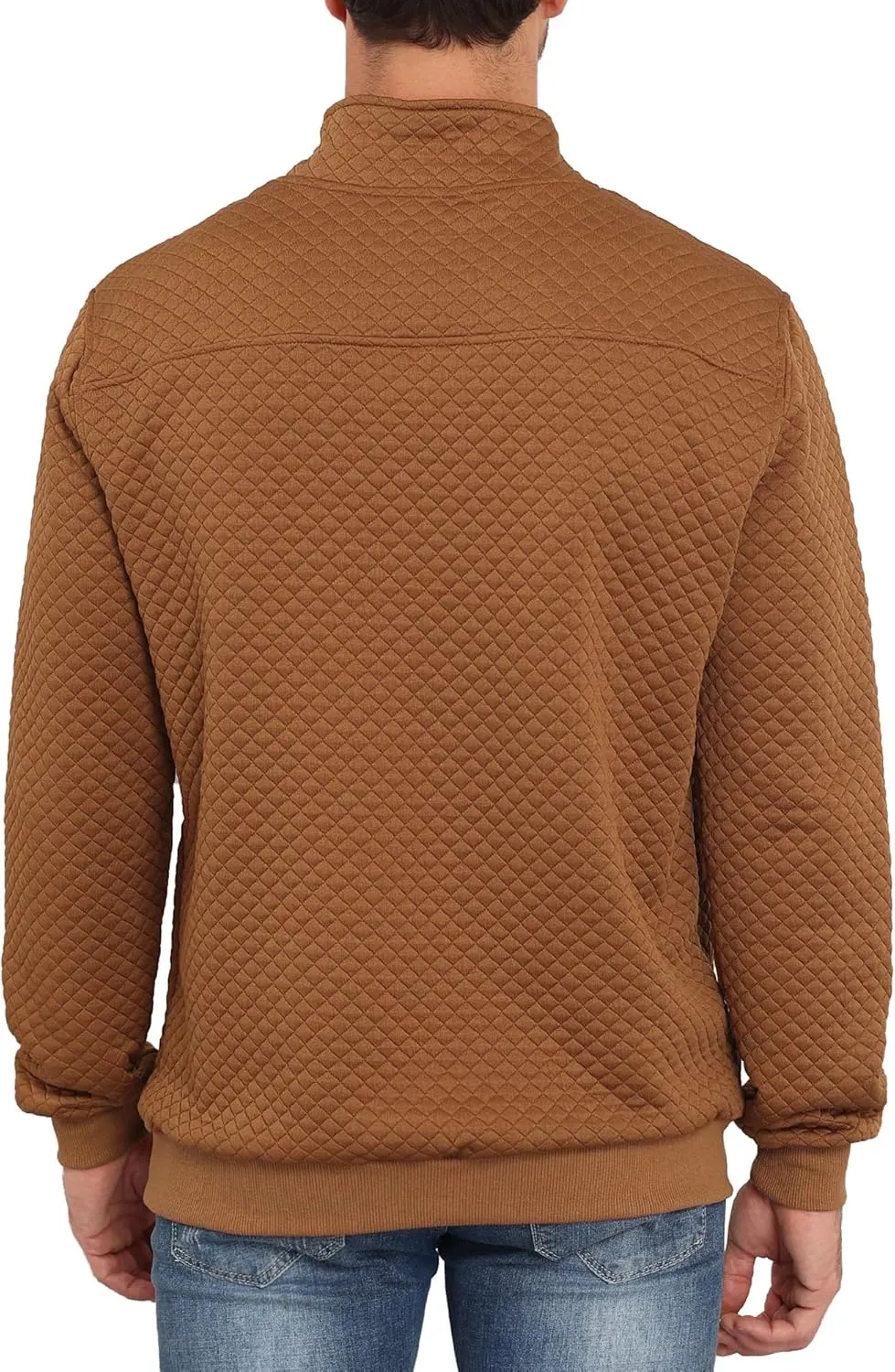 Men's Quarter Button Sweatshirts with Pocket Stand Collar Polo Pullover Sweater Long Sleeve Jacket Henley Waffle Knit Sweater