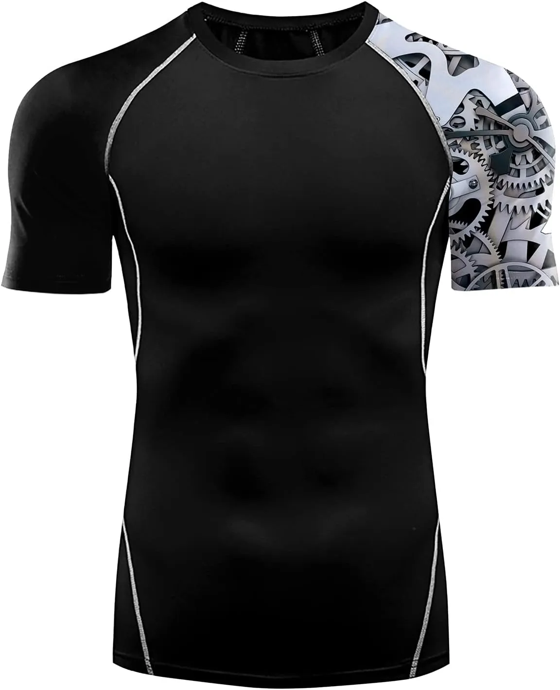 Men's Rash Guard Shirts Sun Protection UPF 50  Short Sleeve BJJ Jiu Jitsu Workout Swim Compression Shirt