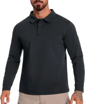 Men's Tactical Polo Shirts Long Sleeve Athletic Golf Outdoor Lightweight Performance Sports Shirt