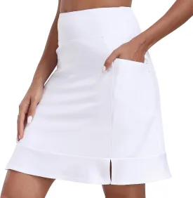 MoFiz Women's 20" Knee Length Golf Skorts Athletic Skirts Summer Casual Active Workout Sports Tennis Skirt with 4 Pockets