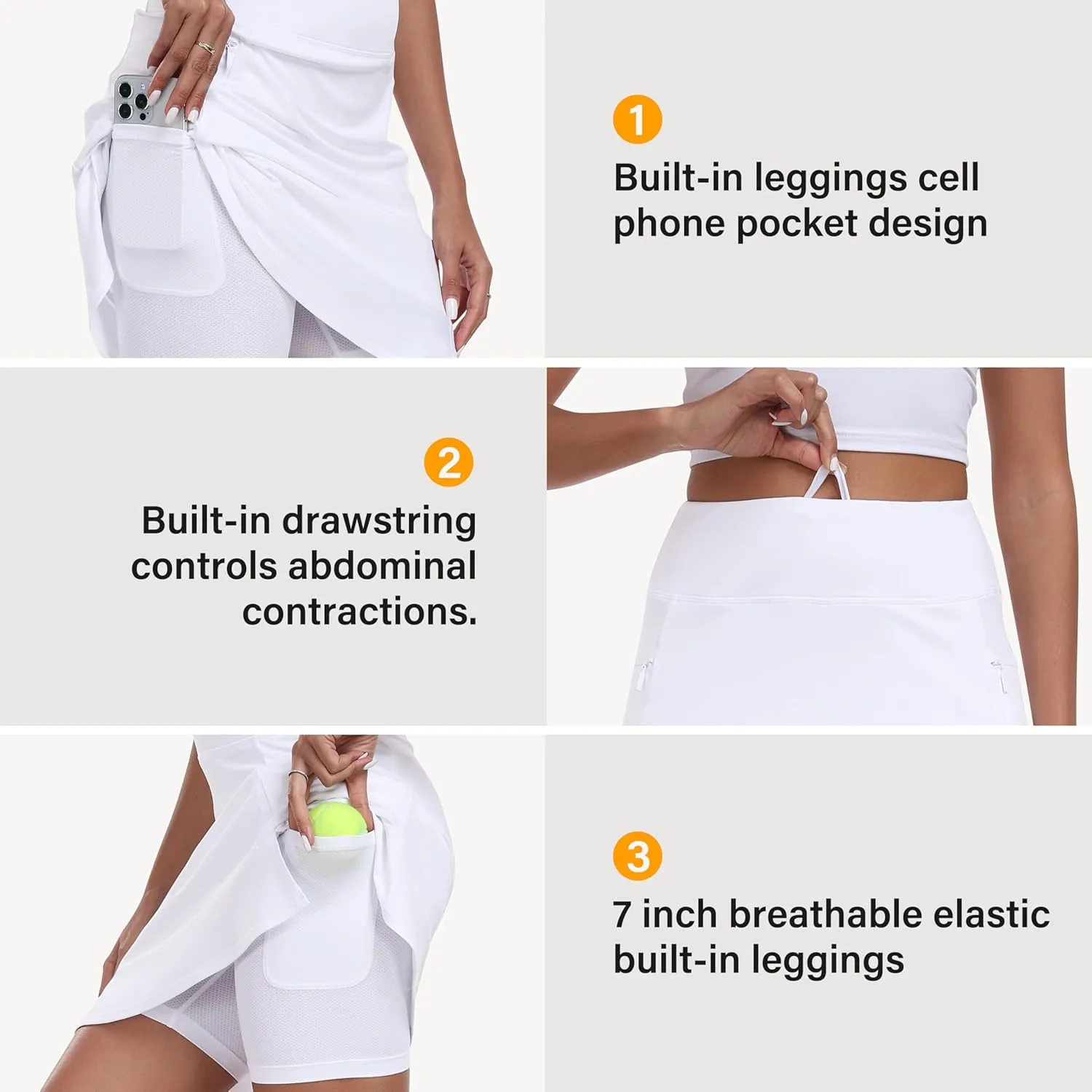 MoFiz Women's 20" Knee Length Golf Skorts Athletic Skirts Summer Casual Active Workout Sports Tennis Skirt with 4 Pockets