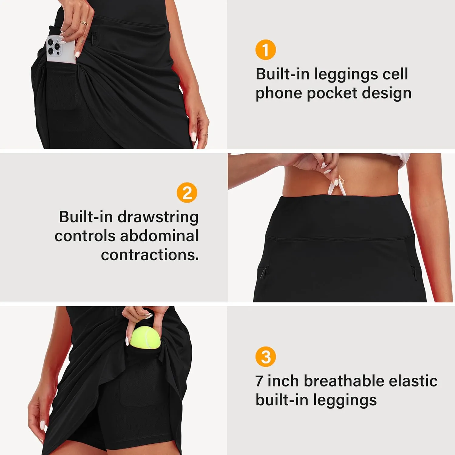 MoFiz Women's 20" Knee Length Golf Skorts Athletic Skirts Summer Casual Active Workout Sports Tennis Skirt with 4 Pockets