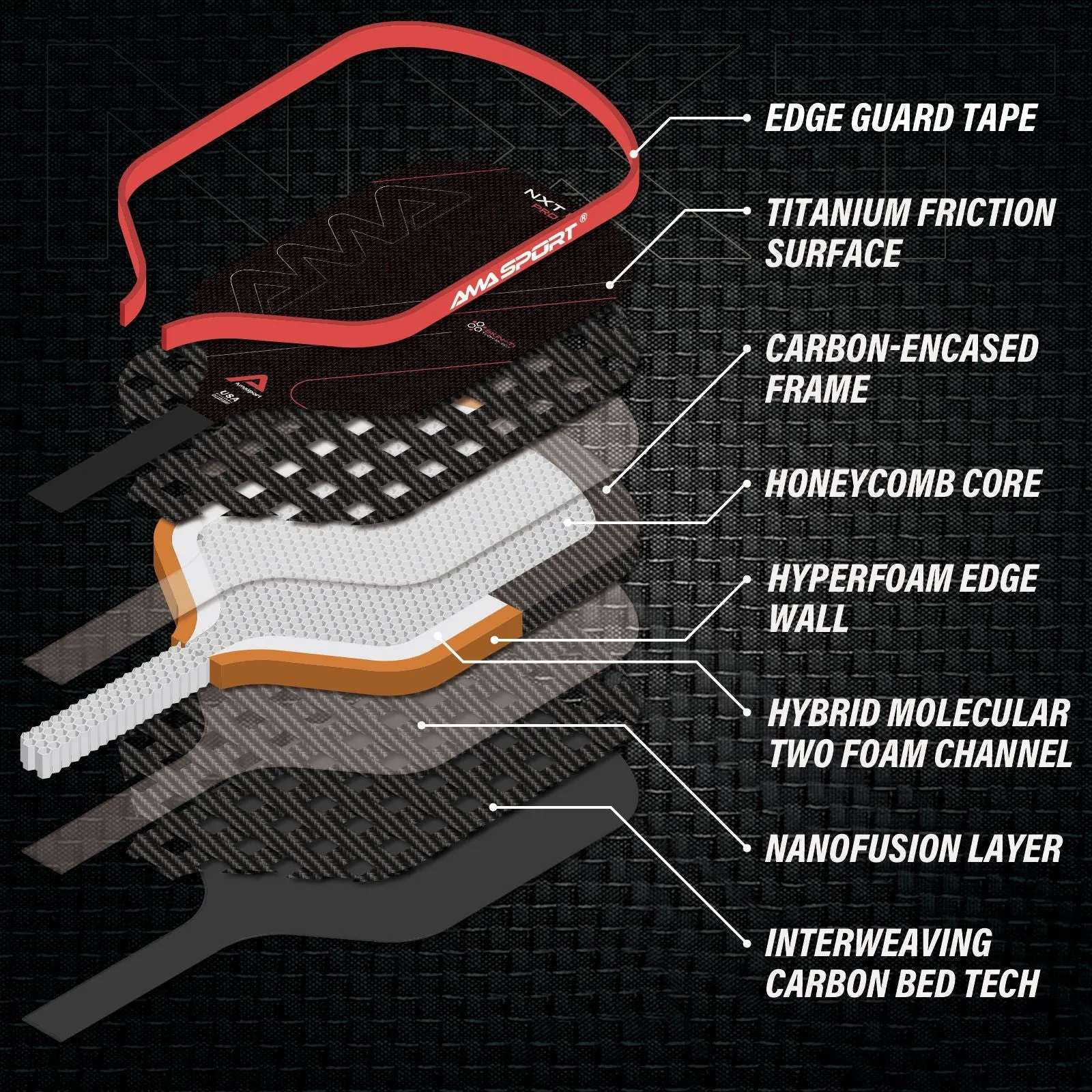 NXT 01 Pickleball Paddle 3K Carbon Fiber Pickleball Paddle Set