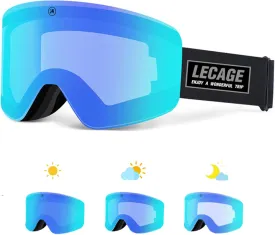 OTG Frameless Photochromic Ski Goggles Light Adaptive PRO Anti-Fog, UV Protection Snowboard/Snow Goggles for Men Women