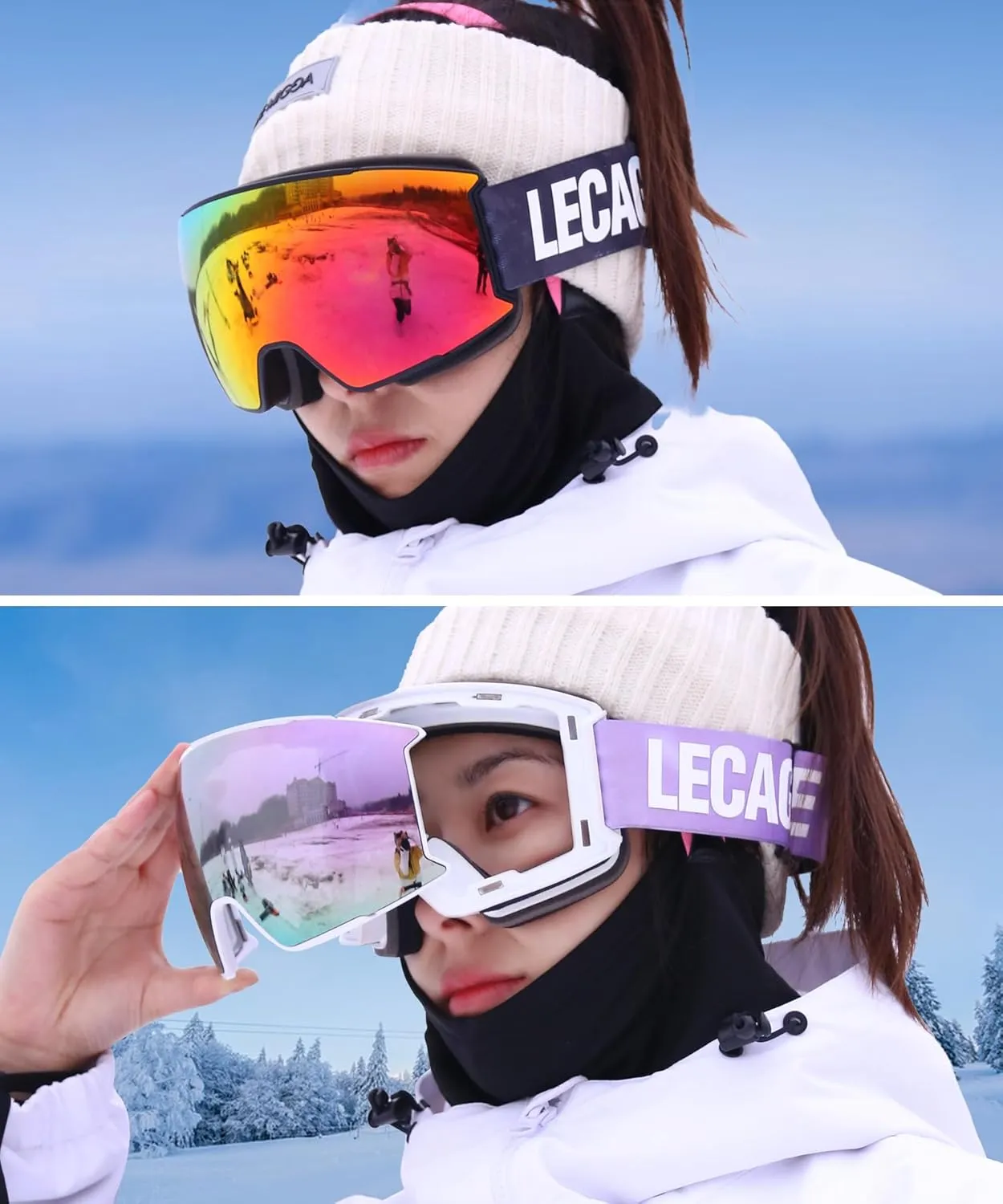 OTG Ski Goggles Interchangeable Lens Snow/Snowboard Goggles -100% UV400 Protection for Women Men Adult