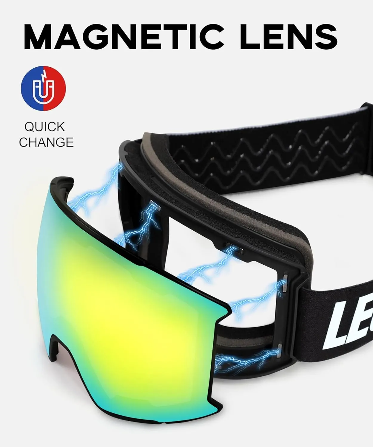 OTG Ski Goggles Interchangeable Lens Snow/Snowboard Goggles -100% UV400 Protection for Women Men Adult