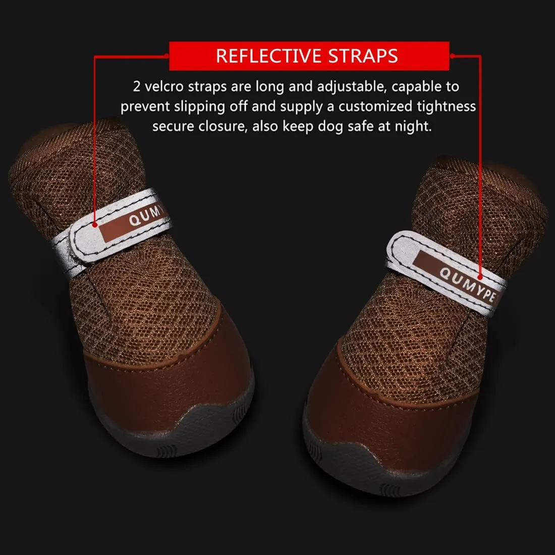 QUMY 4PCS Dog Shoes for Small Dogs, Hot Pavement Summer Puppy Dog Boots & Paw Protectors with Soft Anti-Slip Rubber Sole, Mesh Breathable Dog Booties for Hardfloors, Walking Running Khaki Size 5