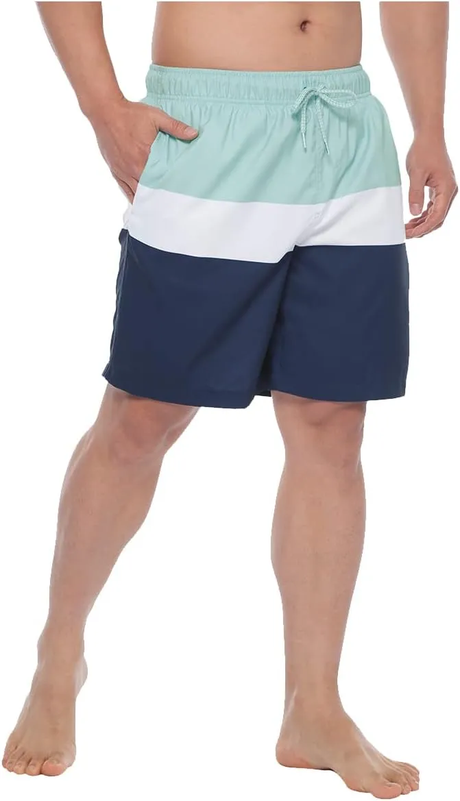 Rokka&Rolla Men's Swim Trunks Quick Dry Board Shorts Bathing Suit with Mesh Lining