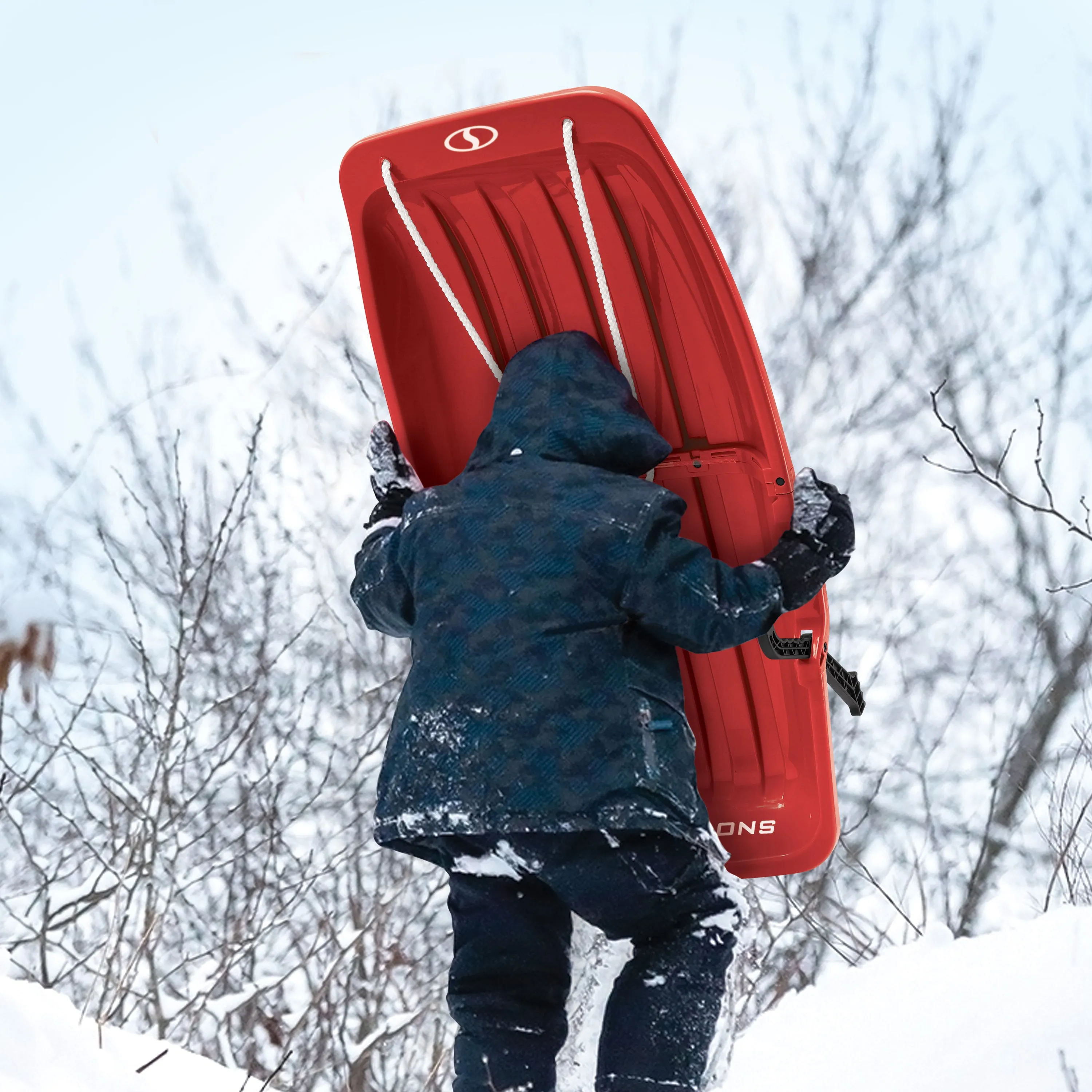 Snow Joe SJ-SLD34-RED Snow Sled for Kids 4-8 | Fits 2 Riders | 34-inch (Red)