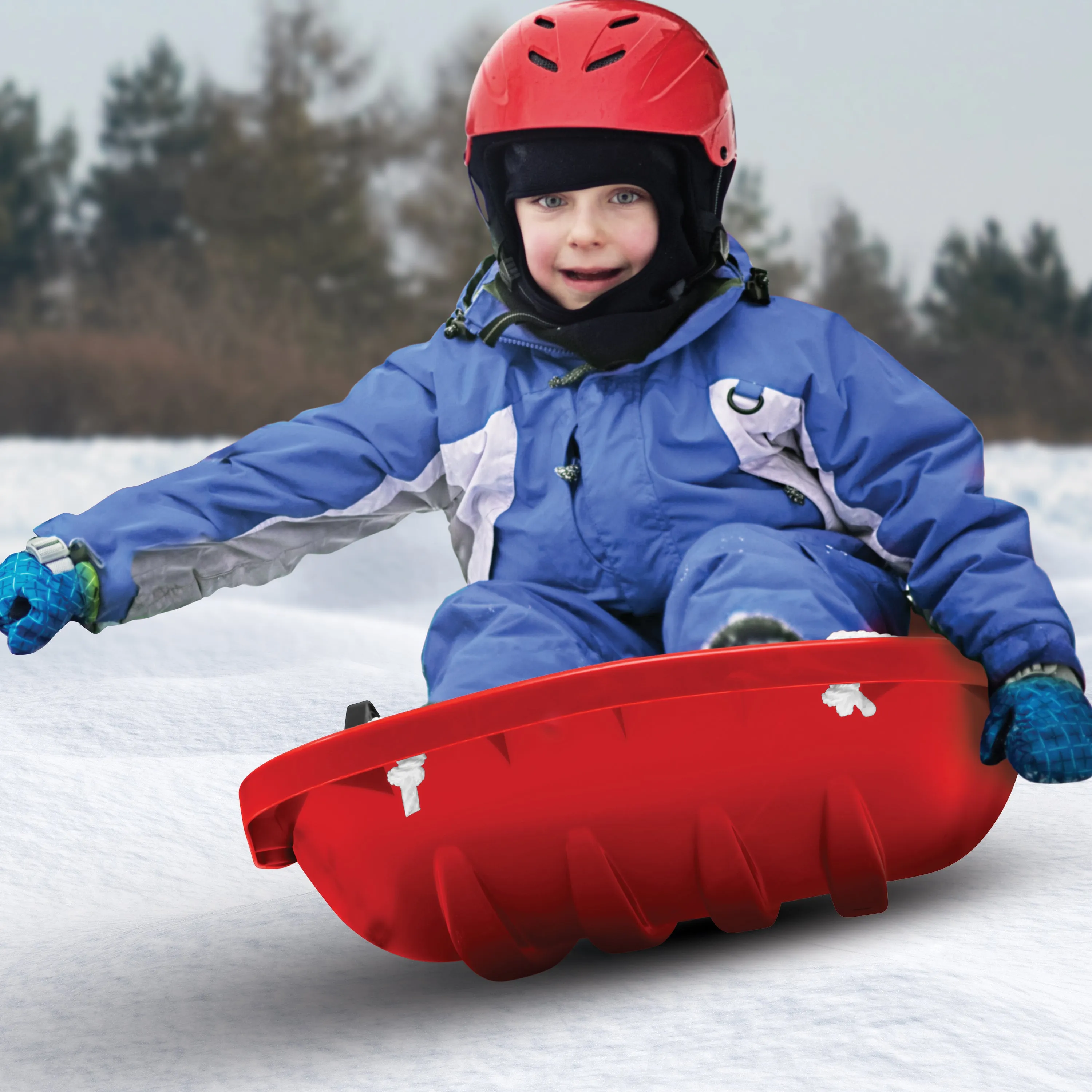 Snow Joe SJ-SLD34-RED Snow Sled for Kids 4-8 | Fits 2 Riders | 34-inch (Red)