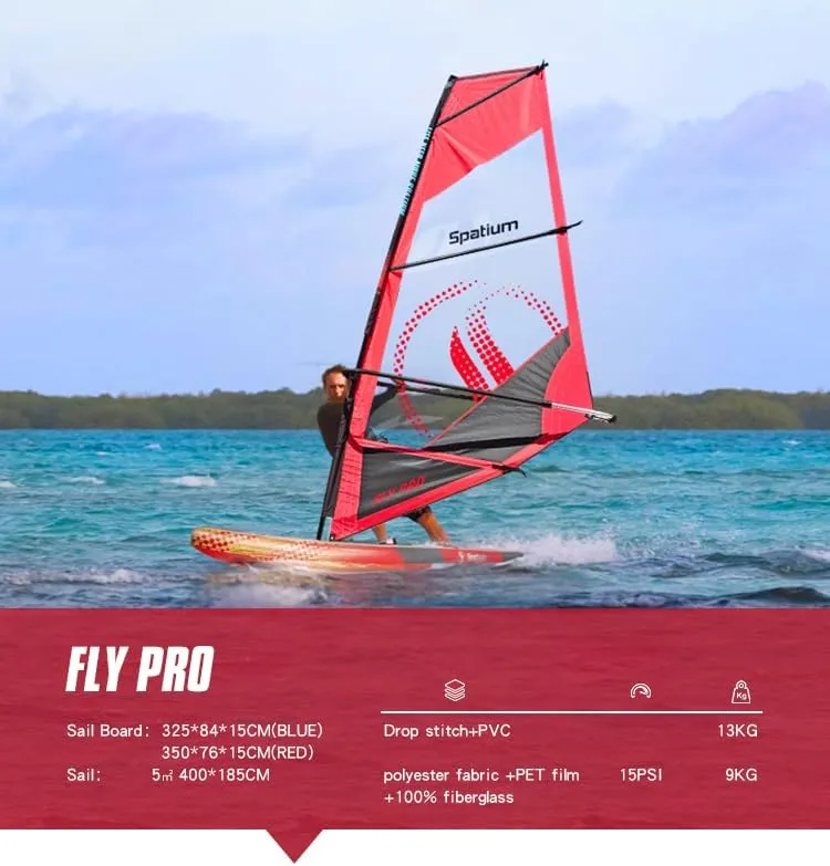 Spatium Wind Surfboard Sails Inflatable Windsurfing Board and Sail 5.0m/6.0m Inflatable Windsurf Sail with Sail Board for Newbie Friendly Windsurfer