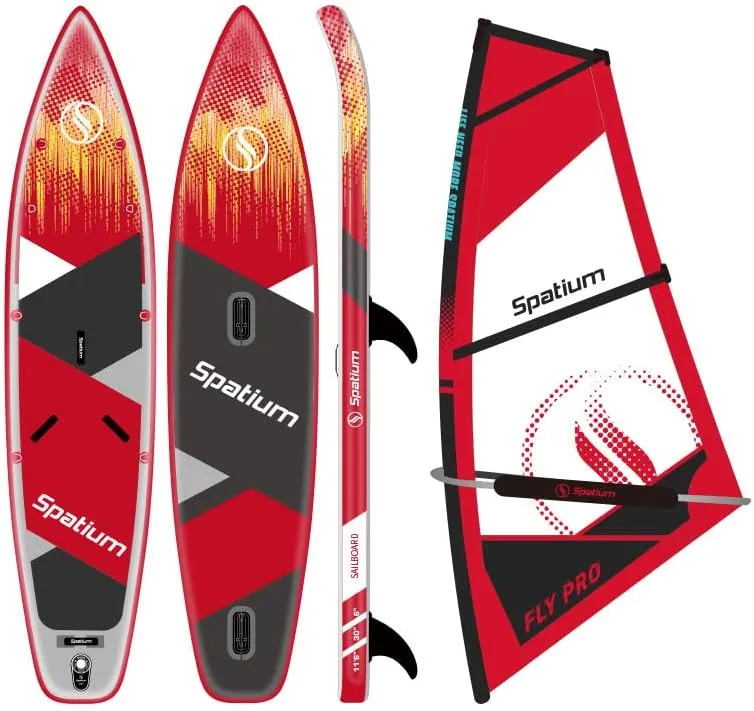 Spatium Wind Surfboard Sails Inflatable Windsurfing Board and Sail 5.0m/6.0m Inflatable Windsurf Sail with Sail Board for Newbie Friendly Windsurfer