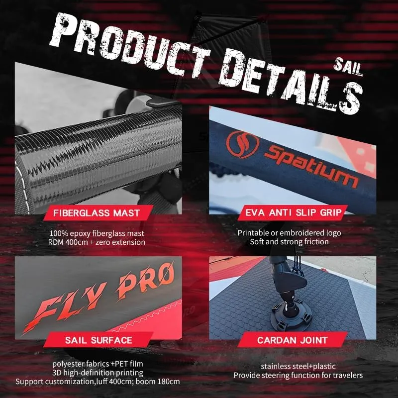 Spatium Wind Surfboard Sails Inflatable Windsurfing Board and Sail 5.0m/6.0m Inflatable Windsurf Sail with Sail Board for Newbie Friendly Windsurfer