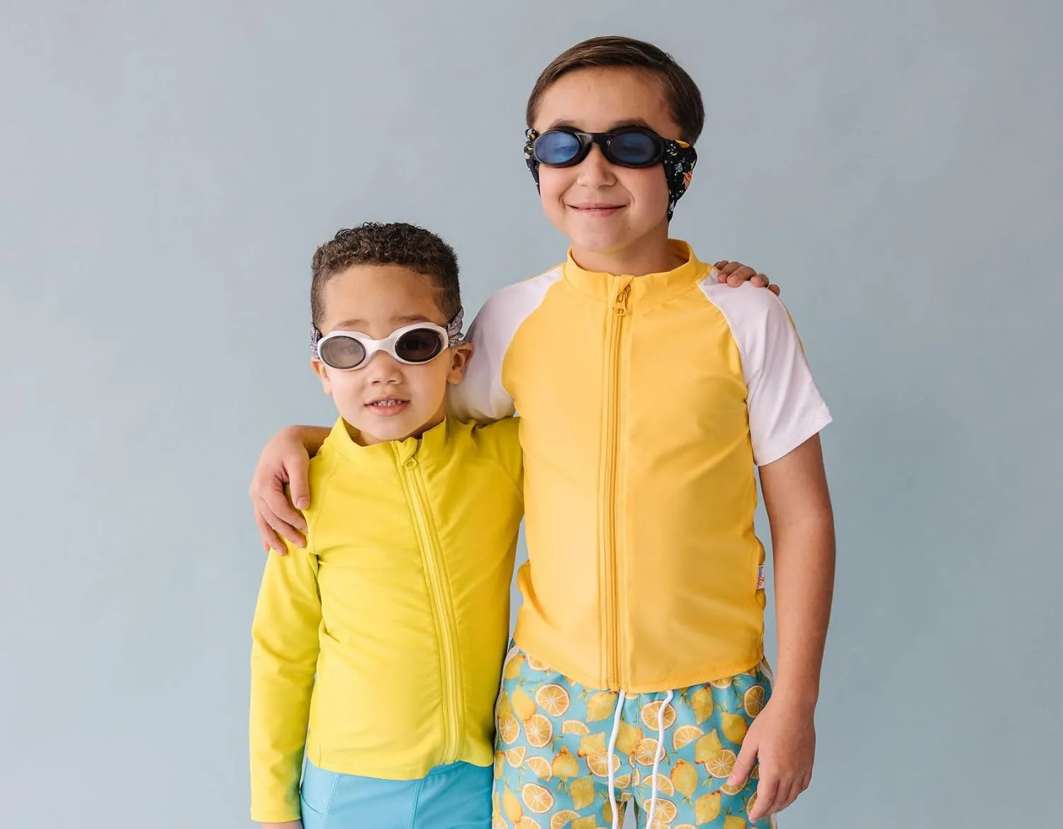 Splash Place SWIM GOGGLES with Fabric Strap - Adult & Kids Swim Goggles - BLUES & GREENS