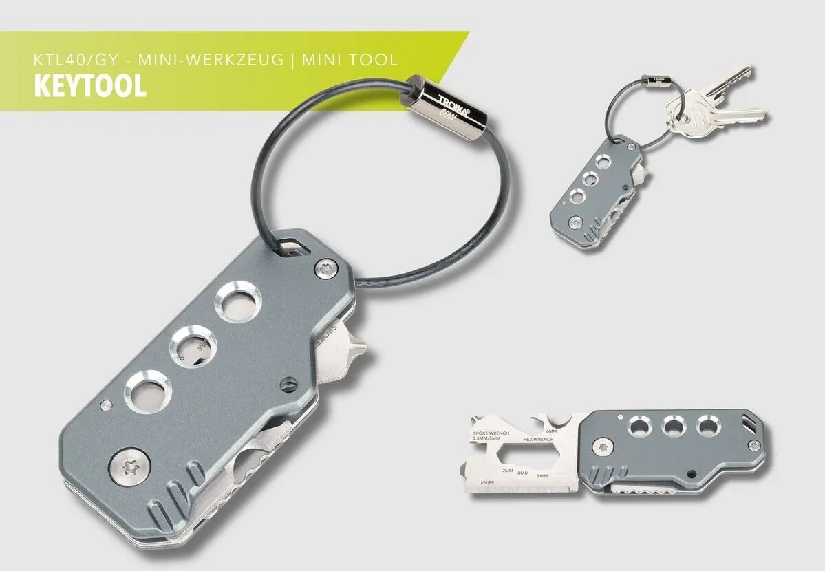 Troika KEYTOOL Pocket Multi-Tool With 11 Functions and  Keychain Loop