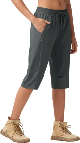 Willit Womens 15" Long Shorts Below Knee Length Capri Hiking Cargo Lightweight Quick Dry Water Resistant Zipper Pocket