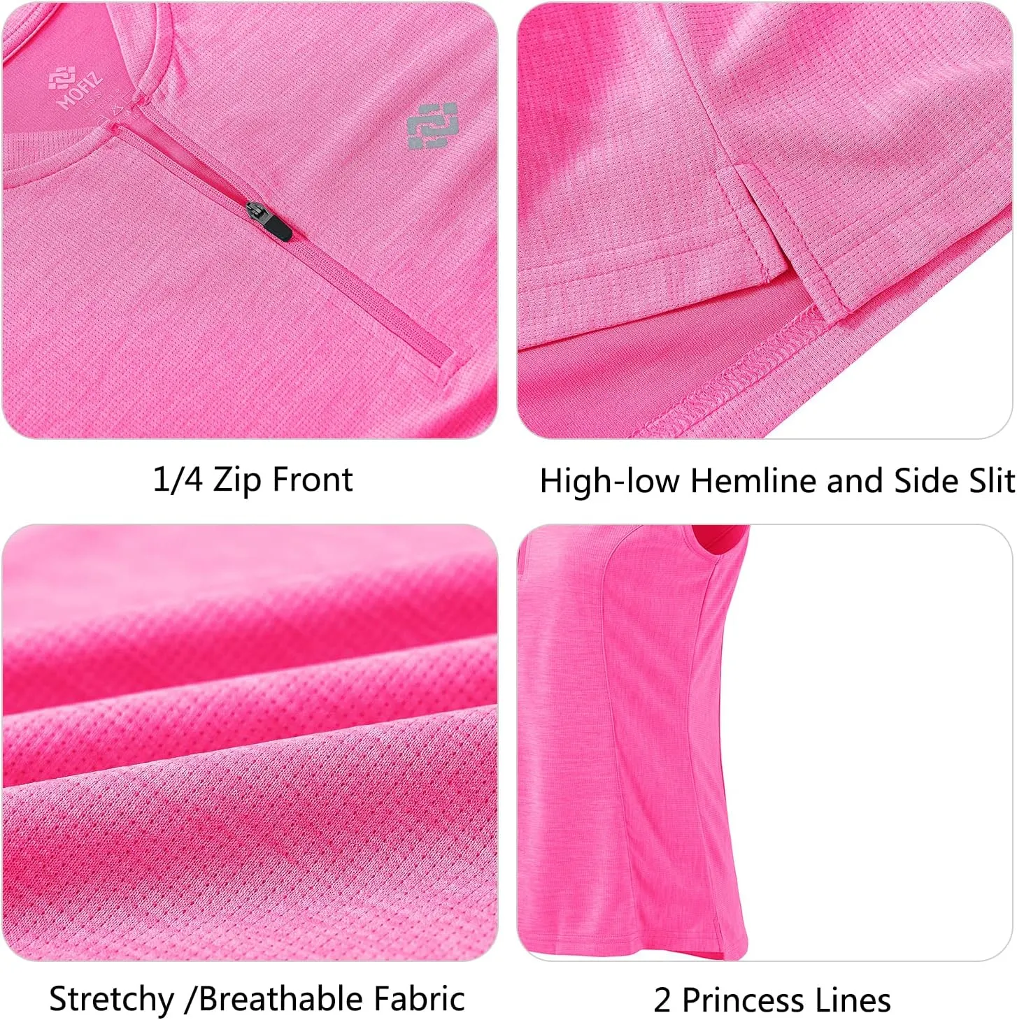 Women's Sleeveless Tennis Shirt Golf Shirts for Women Quick Dry Pickleball Shirts UPF 50  Sportswear T-Shirts with Zipper